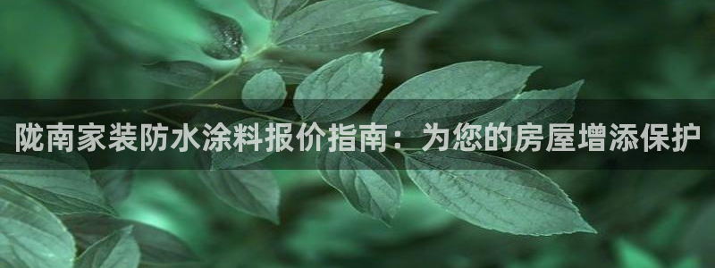 和记ag旗舰厅：陇南家装防水涂料报价指南：为您的房屋增添保护